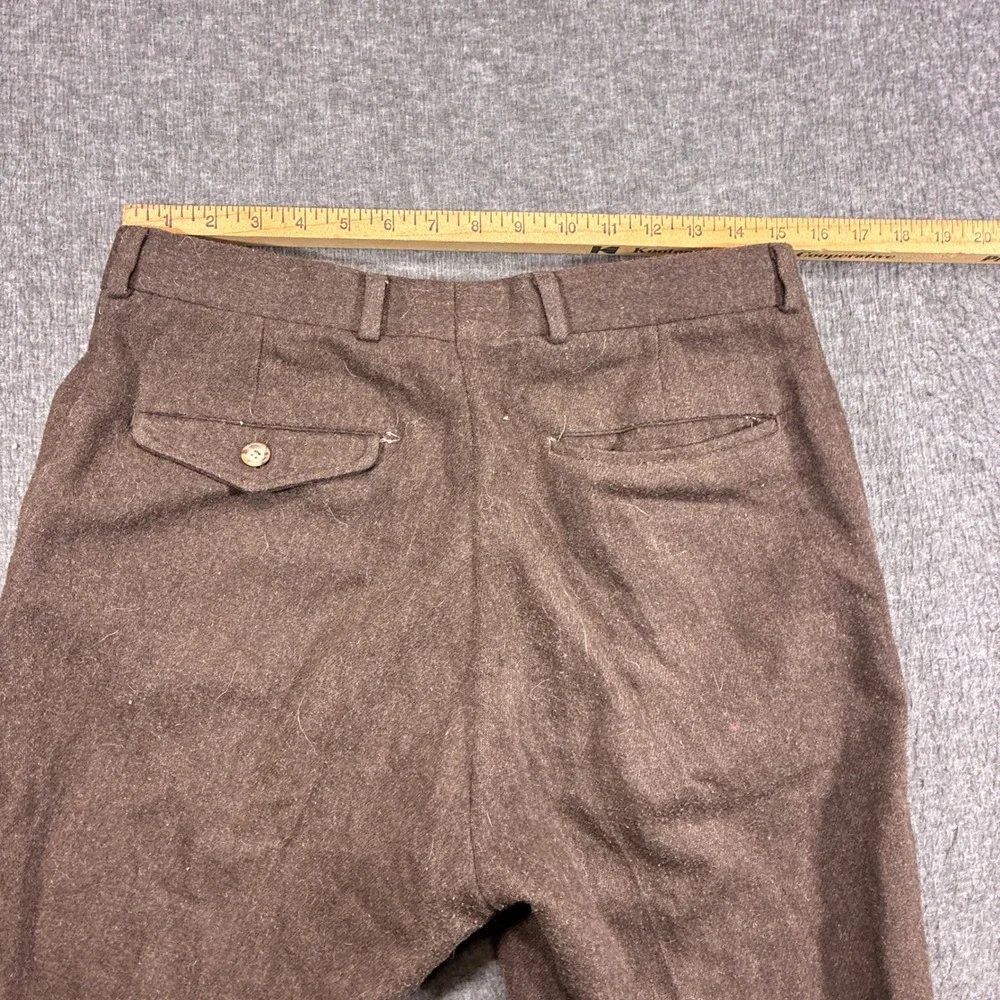 Vintage Wool Pleated Wide Leg Flowing Dress Pants Mens 34x30 Brown 70s Talon Zip